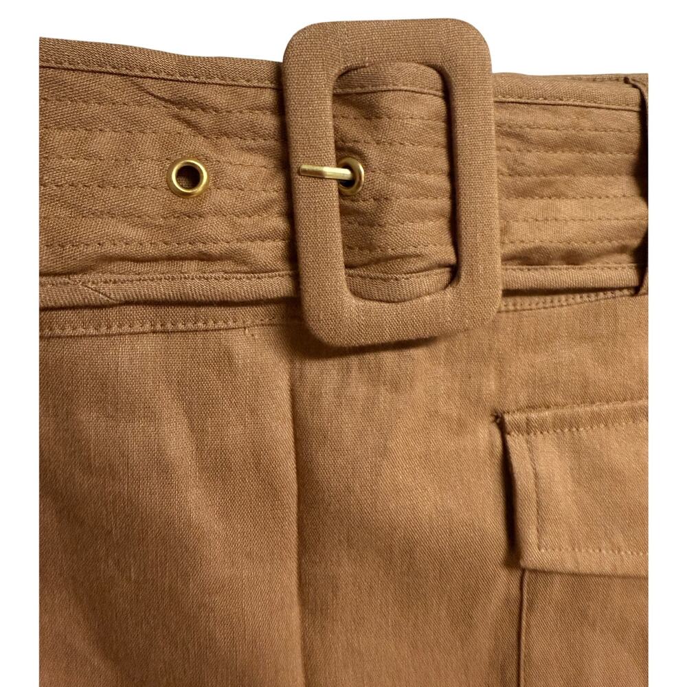 Calvin Klein Women Skirt Size 12 Trumpet Straight Brown Linen Ruffle Career New - Picture 4 of 11